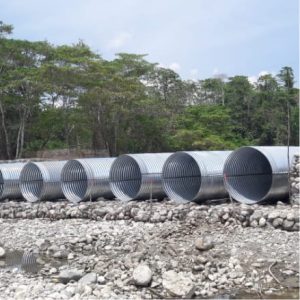 Pipa gelombang Nestable Flange E-100, gorong-gorong baja